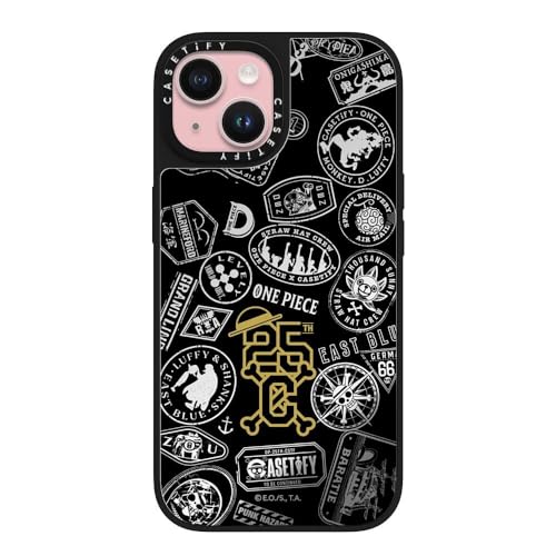 CASETiFY MagSafe Ή~[ iPhone 15 P[X [ː / 1.5m̗NA / One Piece ] - Vo[ (ubNop[) - ONE PIECE 25th Chronicle Stamp