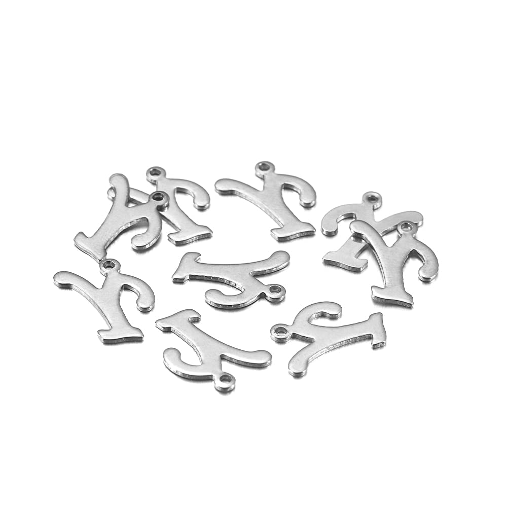 MURUI QE 50pcs Acciaio Inox in Acciaio Inossidabile Alfabeto Lettere ciondoli in fascini A-Z.per Fai da Te Accessori per Gioielli con Collana Pendente Artigianale .Y929. (Metal Color : R