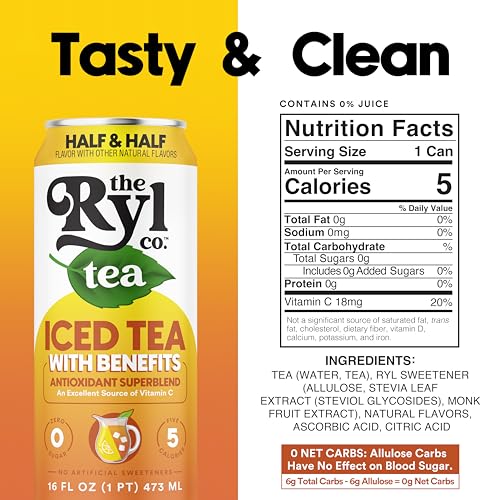 Ryl Iced Tea, Half & Half, Antioxidant Superblend, No Artificial Ingredients, 16.0 Fl Oz (12-Pack) - Image 3