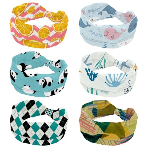 6 bandeaux larges pour femme rose | Turban doux et élastique de sport