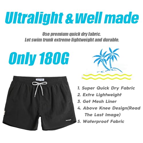 Image of maamgic Mens Swim Trunks 5 inch with Mesh Lining Quick Dry Bathing Suits for Men Swim Shorts Swimwear