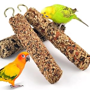 KATUMO Bird Treats Parrot Crunch Sticks Parakeet Grains Mixed Treats Cockatiel Snacks Budgie Food Sticks for Lovebird Conure Myna Canary Parrots