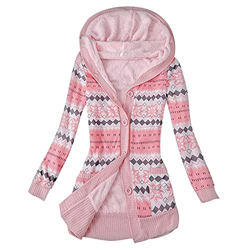 Winter Coats for Women Warm Composite Plush Knitted Jacket Wool Thicken Hoodies Solid Pocket Overcoat Plus Size Outwear