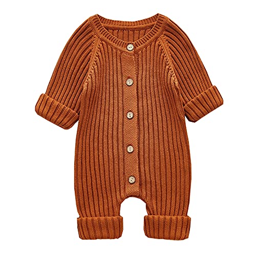 Image of Mubineo Infant Baby Girl Boy Fall Winter Thick Knit One Piece Outfit Romper Jumpsuit Sweater Outwear