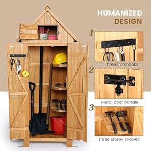 Wooden Outdoor Storage Shed with Double Doors,70” Tall Waterproof Storage Shed with Lock,Sheds & Outdoor Storage with Windproof Tipping for Deck,Backyard Garden and Yard Wooden Outdoor Storage Shed with Double Doors70 Tall Waterproof Storage Shed with LockSheds Outdoor Storage with Windproof Tipping for DeckBackyard Garden and Yard