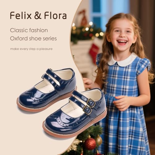 Image of Felix & Flora Toddler Girl Mary Jane Dress Shoes - School Oxford Flats for Girl Party Shoes.
