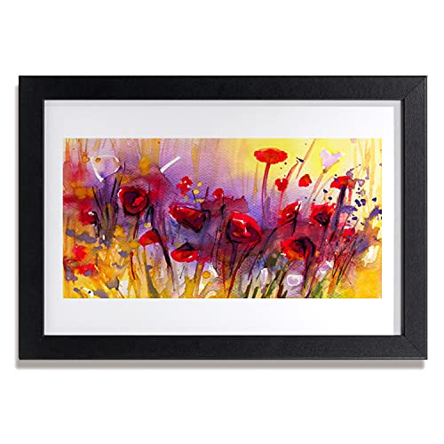 Affiche encadrée 30x20 cm Tulup en MDF motif fleurs et plante nature pour décoration murale