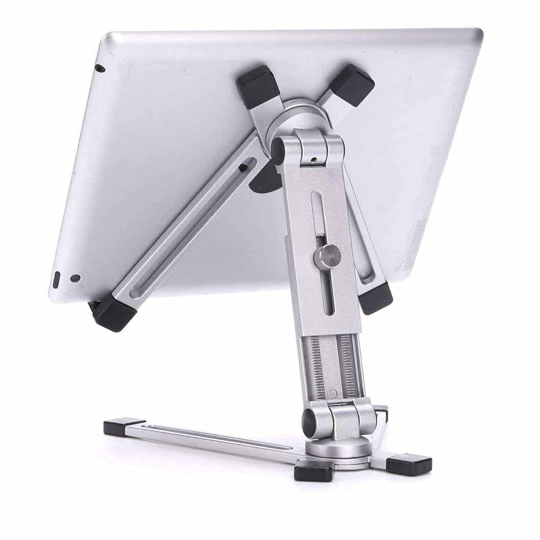 Stojak na tablet z aluminium, regulowany kąt/wysokość, składany uchwyt, telefon komórkowy, książki, zestaw głośnomówiący