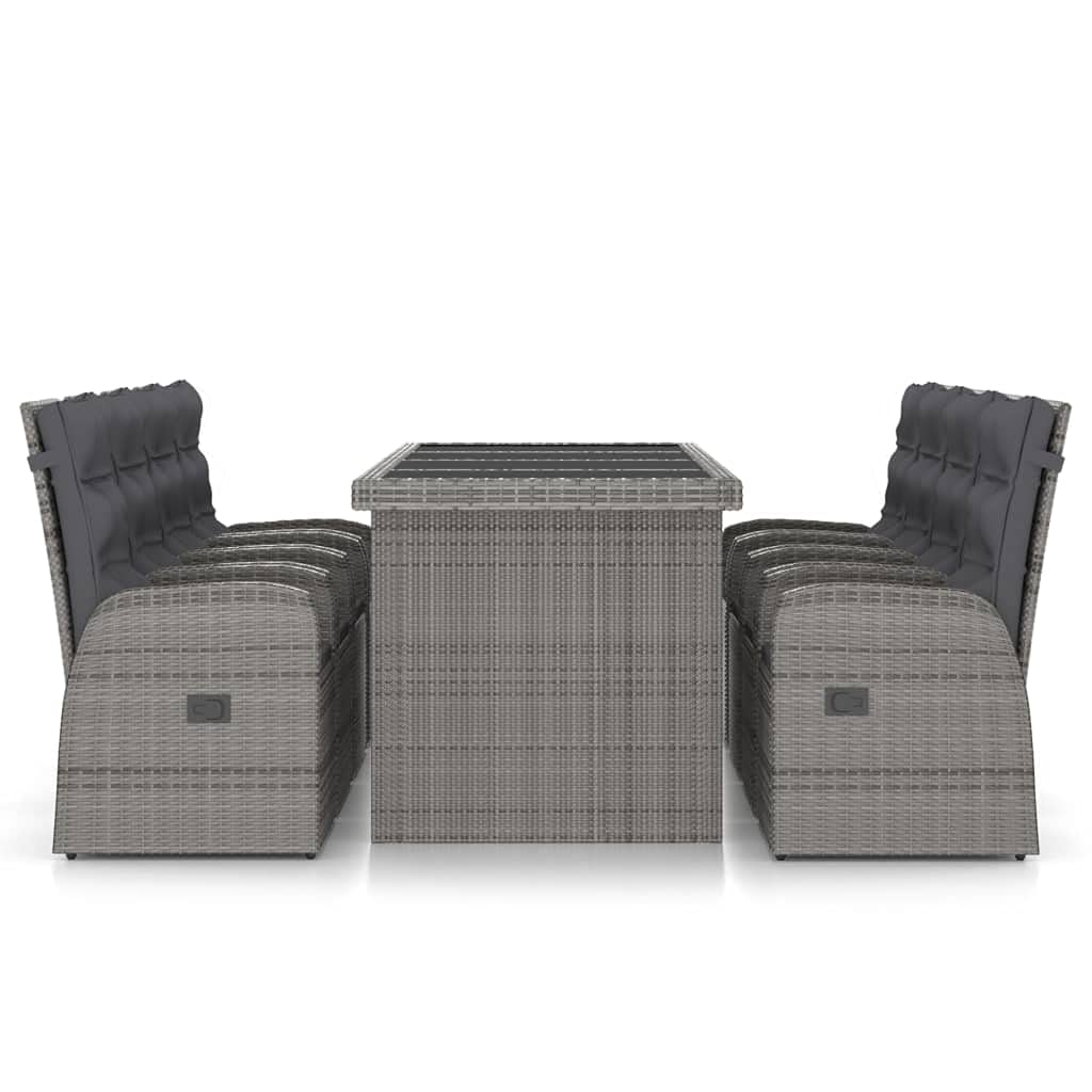 Set da giardino per esterni Set da giardino per il tempo liberoSet da Pranzo da Giardino 9 pz con Cuscini in Polyrattan GrigioPer terrazza, balcone, giardino, spiaggia