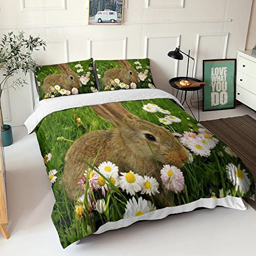 Housse de couette lapin King Size 220x240cm avec impression 3D haute définition