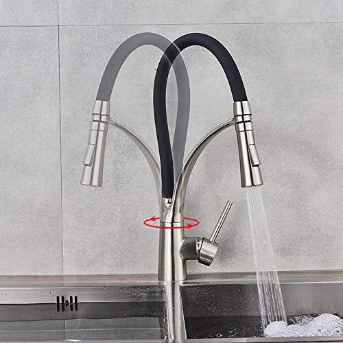 Robinet d'évier de cuisine noir mitigeur moderne design - 2