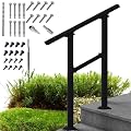 Handrails for Outdoor Steps 2 Ft Stair Handrail, Outdoor Stair Railing Fits 1 to 2 Steps, Wrought Iron Handrail for Concrete Steps, Porch Steps?Steps?