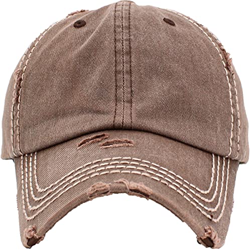 Image of KBETHOS Vintage Washed Distressed Cotton Dad Hat Baseball Cap Adjustable Polo Trucker Unisex Style Headwear