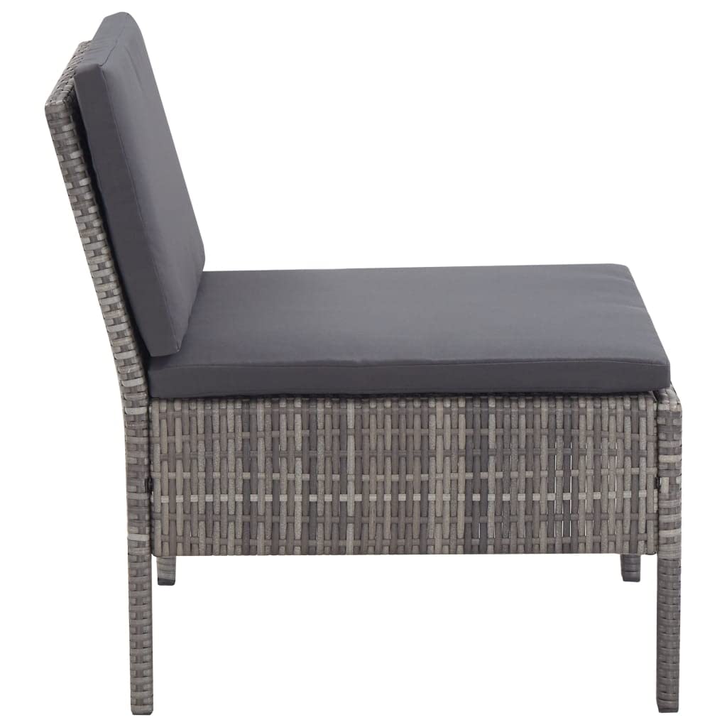 Set de Muebles de jardín ratán sintético Gris con Cojines Gris Antracita, Estructura Acero Resistente, Modular y Ligero, Ideal para terraza, Patio, balcón y Zonas de Ocio al Aire Libre