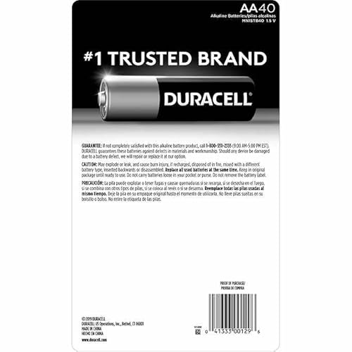 image for Duracell Coppertop 40 AA Batteries MN1500 Alkaline by Duracell, 40 Cou