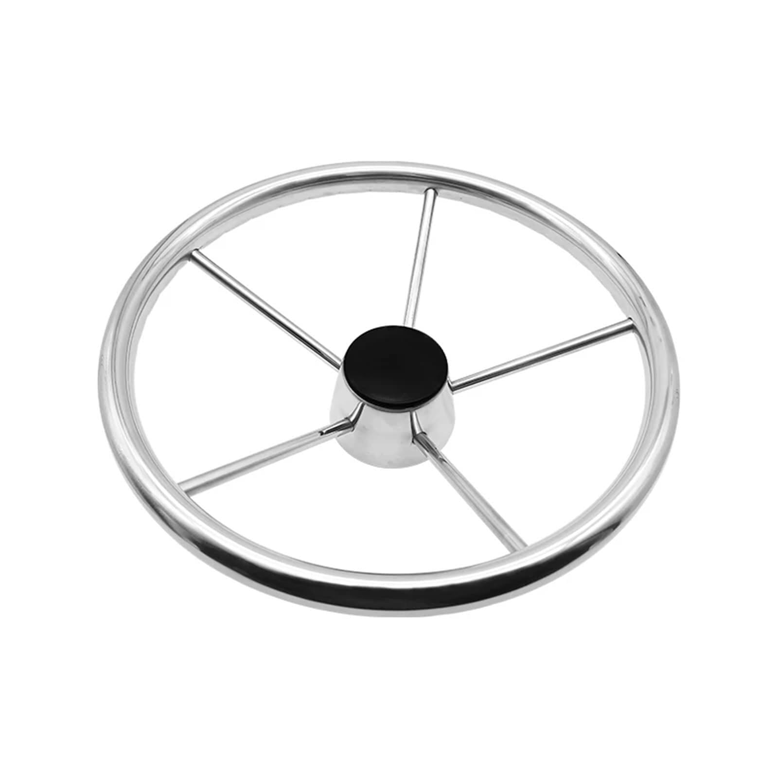 Steuerräder für Boote 5 Spoke 15 Inch Marine Stainless Steel Steering Wheel Boat Yacht With Control Knob Accessories(No knob)
