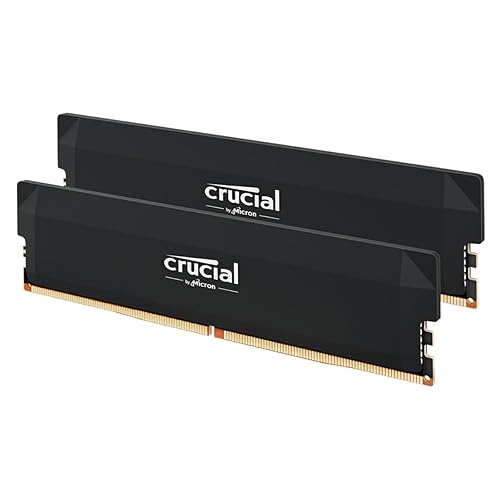 Crucial Pro DDR5 RAM 64GB Kit (2x32GB) 6000MHz CL40, Overclocking Gaming, Intel XMP 3.0 / AMD Expo, PC Computer Arbeitsspeicher, Schwarz - CP2K32G60C40U5B - 6000MHz - 64GB (2x32GB)