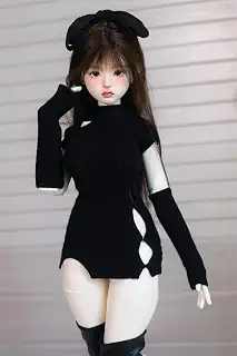 HAMRETHYPPZ 1/4 1/6 1/3 BJD　 球体関節人形 ドレス ドール　コスチューム　人形メイド服 球体関節人形着せ替え 黒いワンピーススーツ、かわいいワンピーススーツ(ヘッド、素体は含まりません)ブラック (1/4)