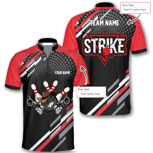 GABITA Personalized Bowling Jerseys for Men, Custom Bowling Polo Shirt, Bowling Shirts Gift for Bowler Team Player4