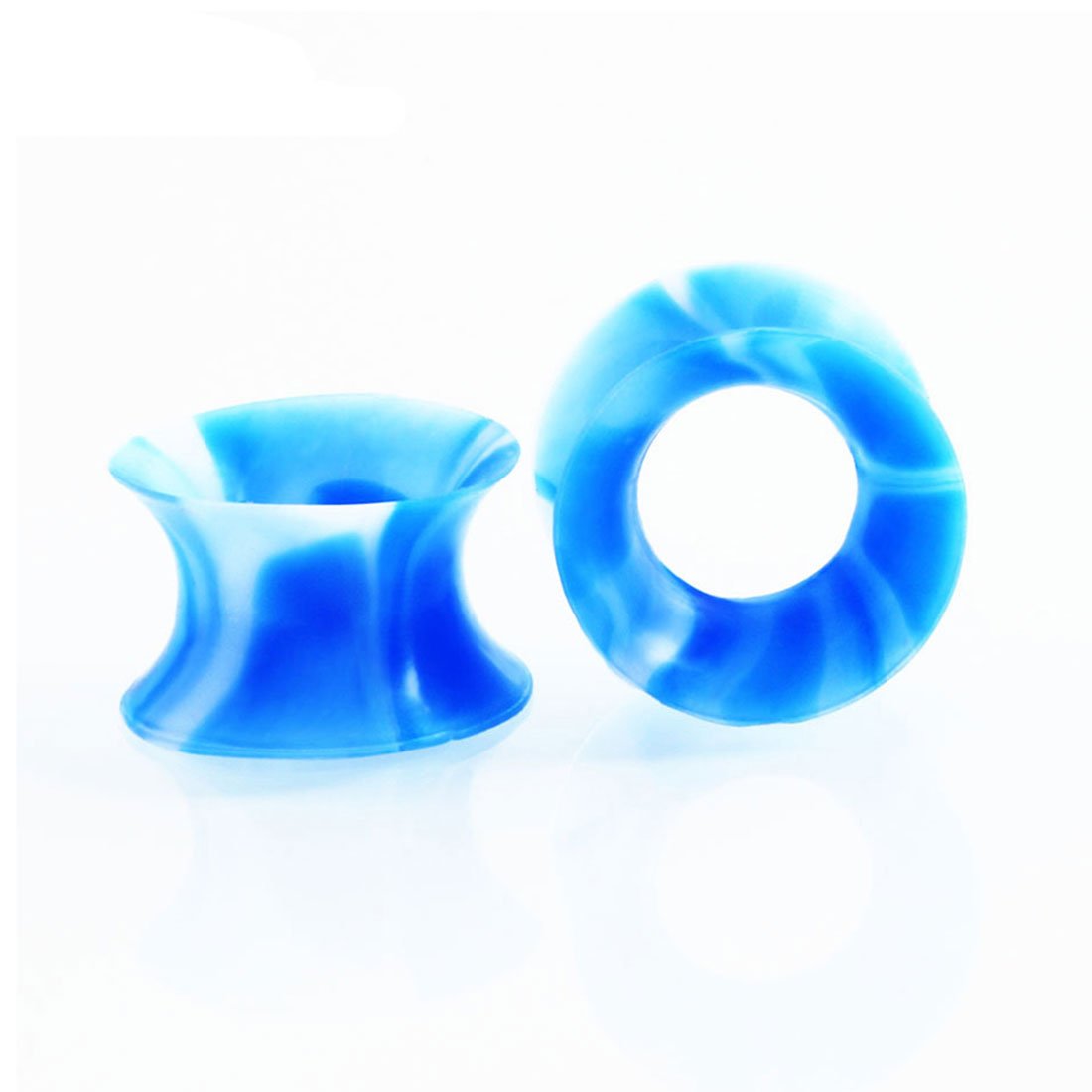 Huacan Zestaw silikonowych tuneli do uszu, 14 mm, super cienkie, czysty kolor + żyła kolorowa, 10 par, Double Flared Soft Plug z wielokolorowym marmurkowaniem, punk, uniseks, 20 sztuk