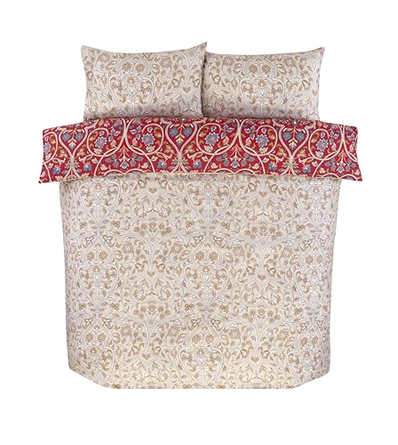 Parure de lit réversible en microfibre douce et infroissable rouge rubis