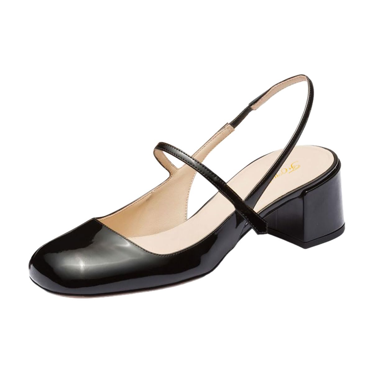 FOWT Women Square Toe Mary Janes Chunky Block Low Heel Pumps Backless Slip on Slingbacks Office School Daily Shoes Size 4-15 US