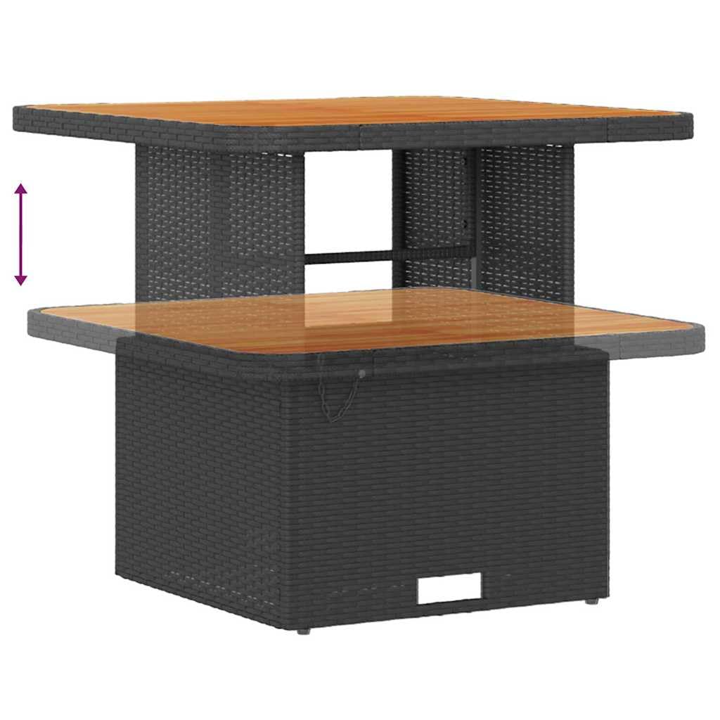 8-częściowy zestaw skarpet ogrodowych, czarny kremowy polirattanowy, modułowy odporny na promieniowanie UV, 221 x 204 cm, na taras, balkon, do ogrodu, na meble ogrodowe
