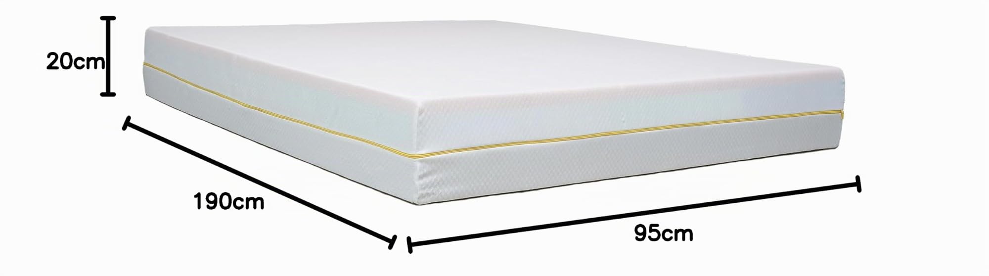 Comfy Line - Colchón individual de 95 x 190 cm de espuma viscoelástica de 20 cm de altura. A 7 Zonas Diferenciadas Ortopédico. Forro de algodón fresco y transpirable. Fabricado en Italia