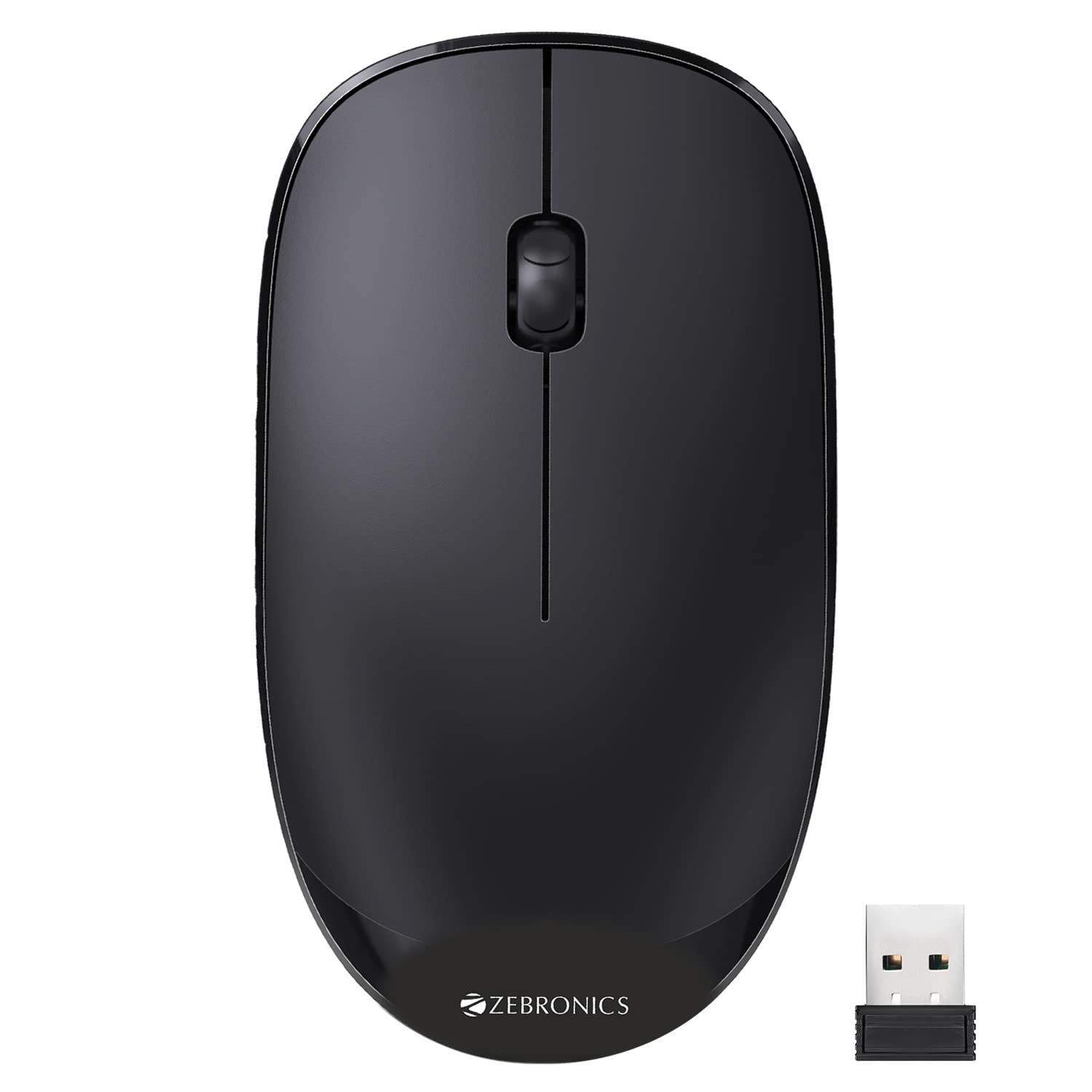 Zebronics HAZE Wireless mouse for Computers, Laptops with 1200 DPI, Advanced optical sensor, 2.4GHz USB Nano receiver, Plug - Play usage, Power saving mode and Comfortable use on most surfaces - Black