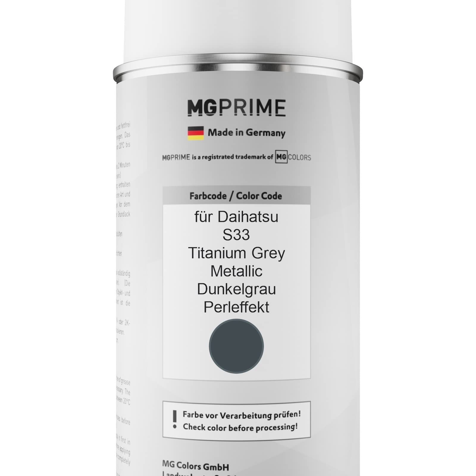 Kit Vernice Spray MG PRIME Per Daihatsu S33 Titanium Grey Metallic – Base 400ml + Trasparente 400ml, Lucido