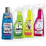 Inhalt: 1x SONAX 02274000 FelgenStar FelgenReiniger 750ml, 1x SONAX 02334000 InsektenStar 750ml, 1x SONAX 02344000 ScheibenStar Scheibenreiniger 750ml, 1x SONAX 02153000 XTREME Shampoo 2 in 1 AutoRe