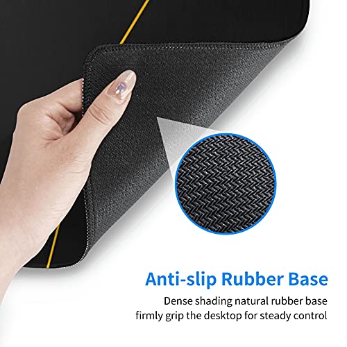 Image of Gaming Mouse Pad 31.5x11.8 Inch XL with Stitched Edges Extended Waterproof Gold Line Black Geometric Desk Pads Non-Slip Rubber Base Large Keyboard Mat Computer Gaming Mousepad for Work /Office /Home