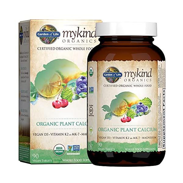 Garden of Life Organics Plant Calcium Supplement Made from Whole Foods with Magnesium, Vitamin D as D3, and Vitamin K as MK7 for Bone Health, Teeth & Joint Support, Gluten-Free - 30 Day Count