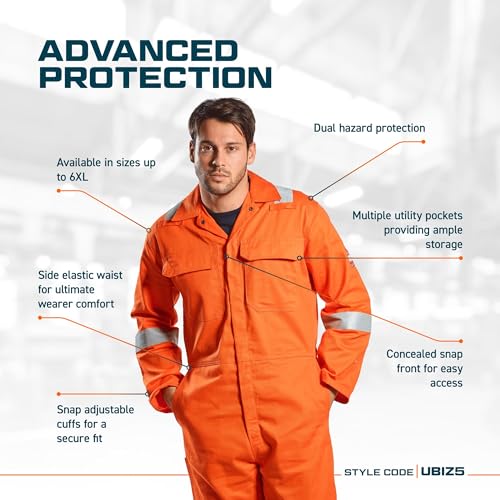Image of Portwest Bizweld Iona Coverall Overall Work Fire PPE Protective Wear Safety Boiler Suit ASTM NFPA ARC 2, Navy, 3 XL