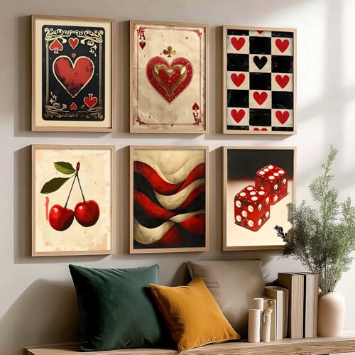 Image of kotart - Poker Theme Wall Paintings For Hanging Home Decor Frame | Poster With Frames living Room Bedroom Set of 6 (14X20 Inch, F)