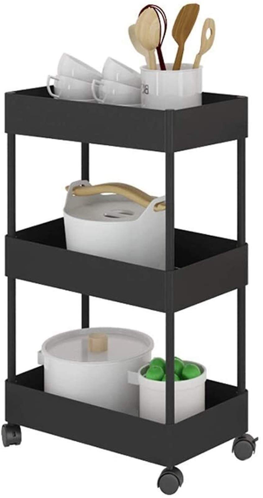 Rack de almacenamiento acolchado fuerte y robusto de 3 capas blanco contra el desorden de cocina