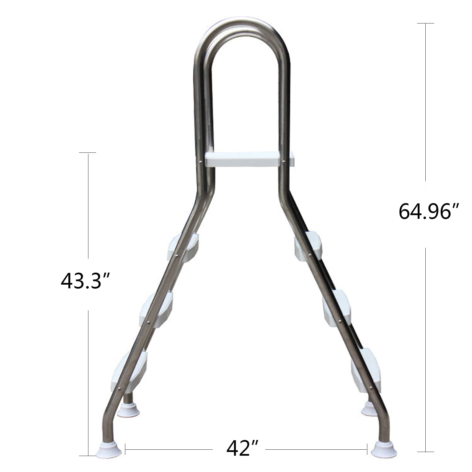 BOTOWI Scala per Piscina Fuori Terra,Scala A Gradini in Acciaio Inossidabile 304,capacità di Carico Massima 500 Libbre,Scala Mobile per Scale Mobili A Due Lati per Piscina,3+3 H43