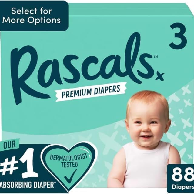 Rascals Special Premium Diapers Size 3, 88 Count