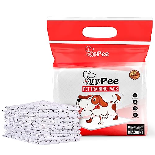 PUPPEE Pet Training Pads For Dogs, Cats, Puppies & Pets, Super Absorbent Urine Mats | Poop & Pee Trainer | Potty Pads, Pet & Puppy Peeing Toilet Trainer | 100% Water Proof & Non Slippery- 60X45CM ( Medium ) – 10 COUNT