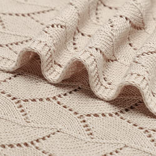 Image of mimixiong 100% Pure Cotton Baby Blanket Extra Soft Cellular Neutral Swaddle Receiving Crib Blanket for Newborn Baby Boy Girl Size 30 x 40 inches (Light Camel)
