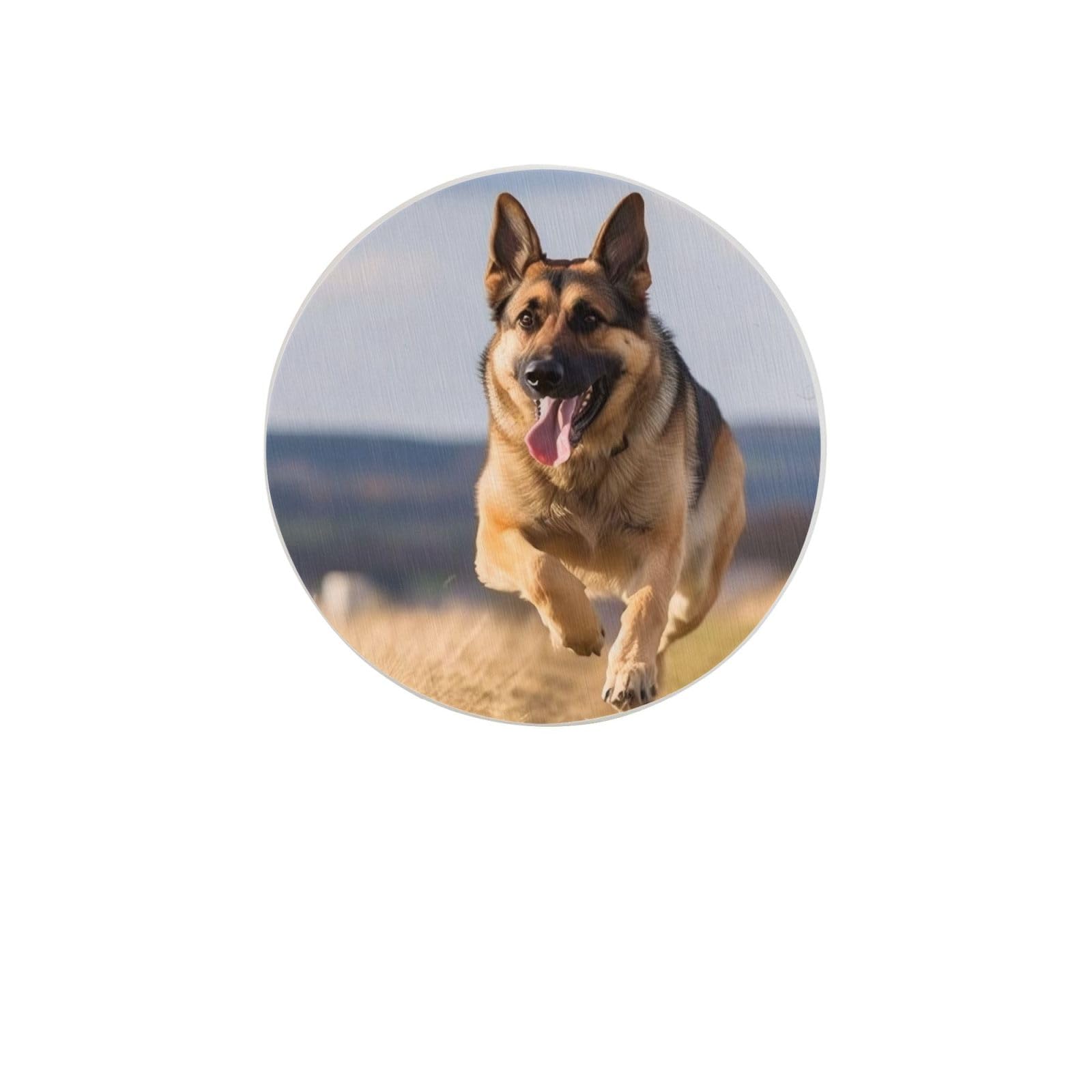 Runningan Shepherd Dog Absorbent Drink Coasters Diatomaceous Round Coaster 4 Inch Reusable Cup Coasters Set 4pc