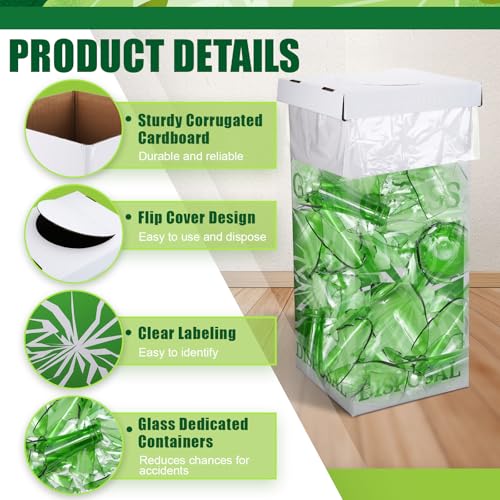 Image of Resurhang 12 Pcs Broken Glass Disposal Box 12 inch L x 12 inch W x 27 inch H Floor Model Laboratory Glass Disposal Cardboard Box Container Bins Trash Cans Cartons for Party Broken Bottle