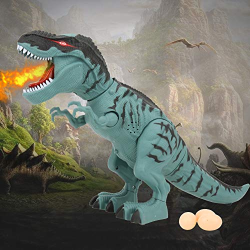 Haofy Juguetes Robot, Tiranosaurio Rex Que Camina de Plástico con Respiración de Fuego y Puesta de Huevos para Juegos Educativos para Niños (Rocíe el Dinosaurio Que Pone Huevos (Azul))