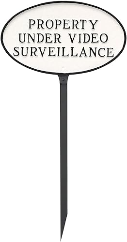 Miniatura 6 de Montague Metal Products - Placa ovalada de metal fundido bajo videovigilancia - Placa de visualización de pared o césped - Señal de seguridad para