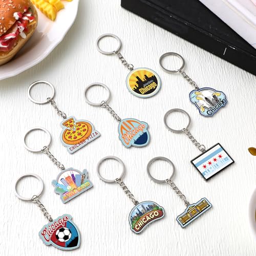 Image of Sureio 25 Pcs USA Souvenir Keychain Gifts Bulk Men California Los Angeles Texas Florida Chicago Silver Metal American Keyring