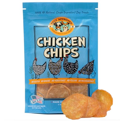 Pack Approved Chicken Chips - Crunchy, Single Ingredient Dog Treat -100% All Natural Chicken Breast - 4oz