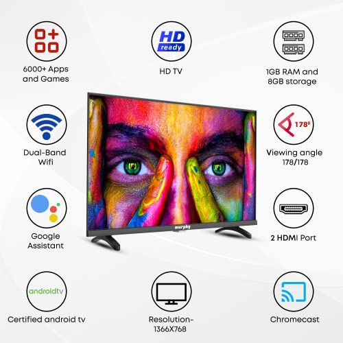 Image of Murphy 80 cm (32 inches) HD Ready Android Smart LED TV with Air Voice Control Remote| MB3200ST