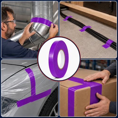 Image of GGR Supplies CDT-36 Industrial Grade Cloth Duct Tape, Purple 1.5 Inch x 60 Yards, Waterproof UV Resistant Heavy Duty, Clean Removal with No Sticky Residue for Repairs, Packaging, and Bundling