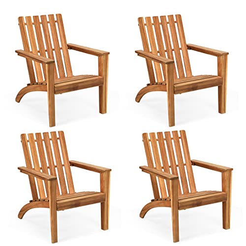 Giantex Adirondack Chair Set of 4 Acacia Wood Outdoor Chairs, 350 lbs Weight Capacity, Weather Resistant Campfire Chairs for Lawn Seating, Garden, Poolside, Balcony, Patio Lounger Giantex Adirondack Chair Set of 4 Acacia Wood Outdoor Chairs, 350 lbs Weight Capacity, Weather Resistant Campfire Chairs for Lawn Seating, Garden, Poolside, Balcony, Patio Lounger