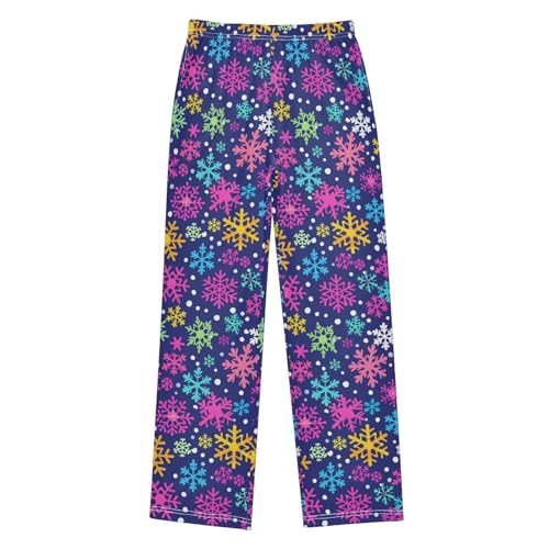 Christmas Pajama Pants Colorful Snowflakes F Long Sleep Pants Lounge Bottoms